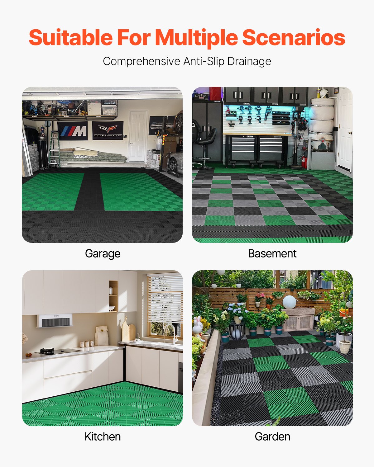 Modulinė drenažinė danga VEVOR GS-30*30*1.5-Green, 50 vnt.