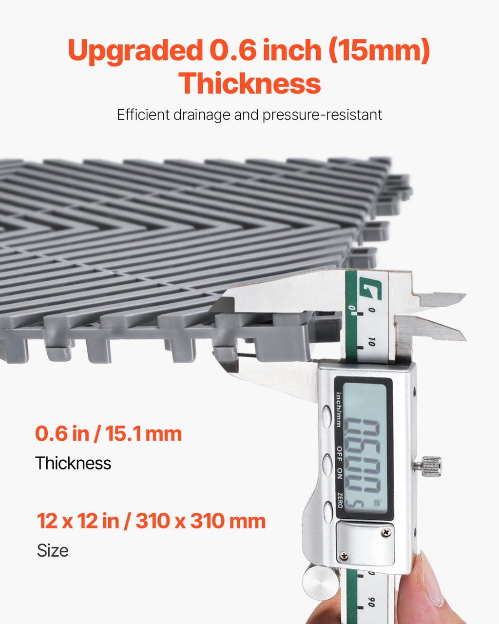 Sujungiami drenažiniai kilimėliai VEVOR GS-30*30*1.5-G, 50 vnt. komplektas