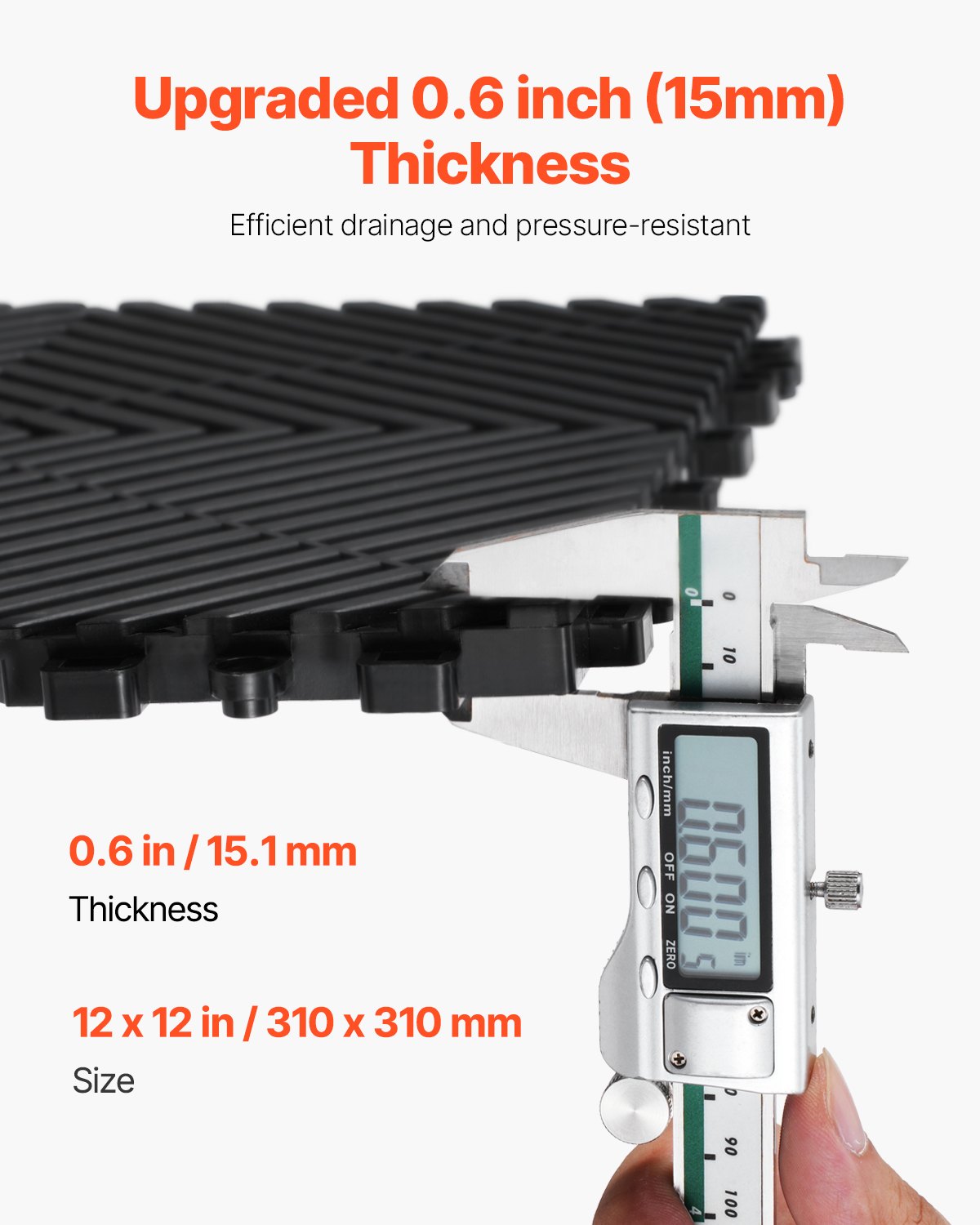 Sujungiami drenažiniai kilimėliai VEVOR GS-30*30*1.5-B, 24 vnt. rinkinys