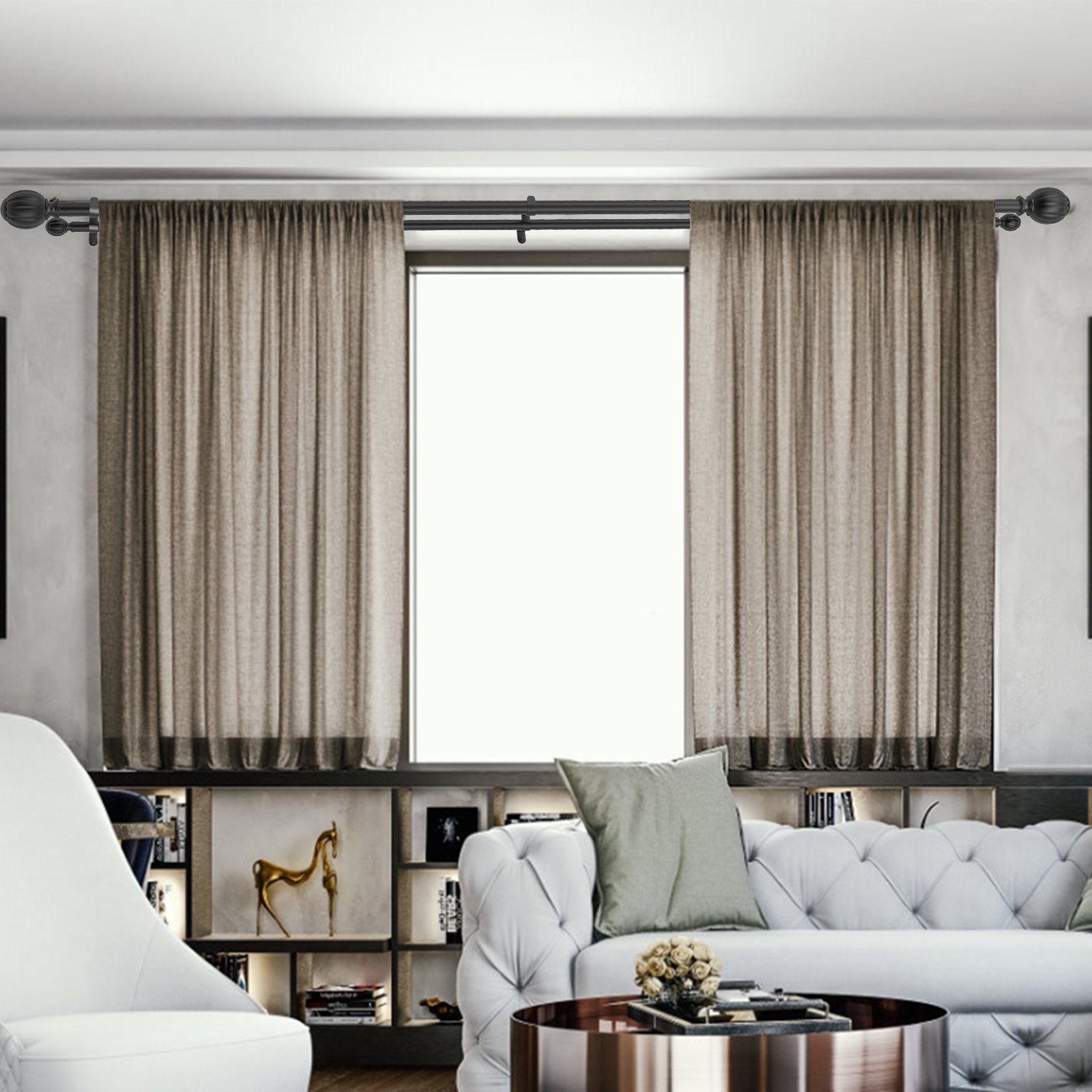 Dvigubas užuolaidų karnizas VEVOR TW-S36/72, 91,4–182,9 cm