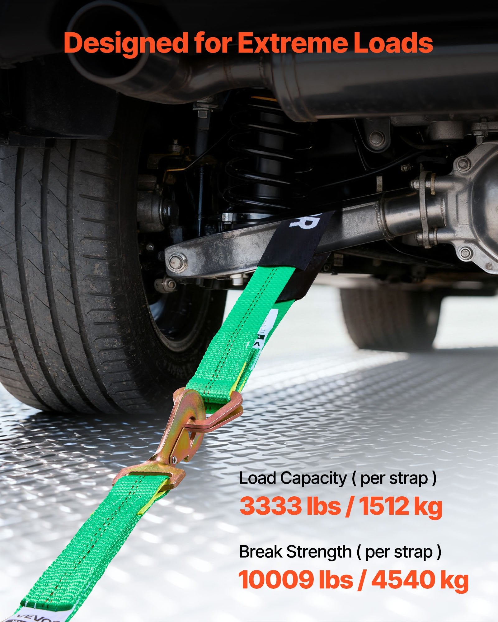 Ratų tvirtinimo diržų komplektas VEVOR XM0502, 4540 kg trūkimo jėga