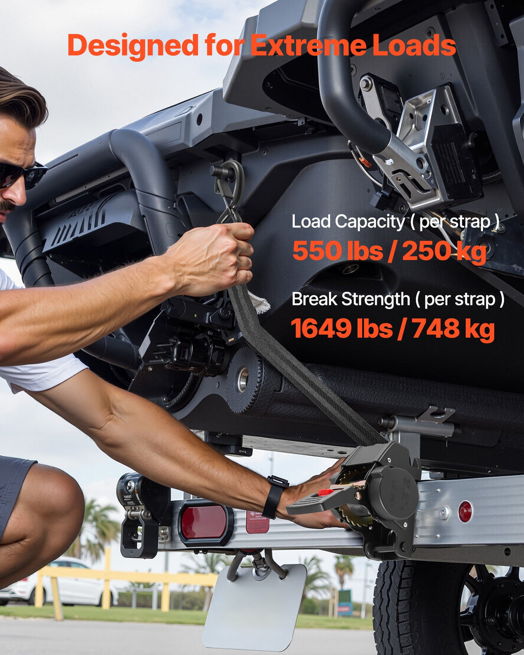 Ratų tvirtinimo diržų komplektas VEVOR XM0503, 748 kg trūkimo jėga