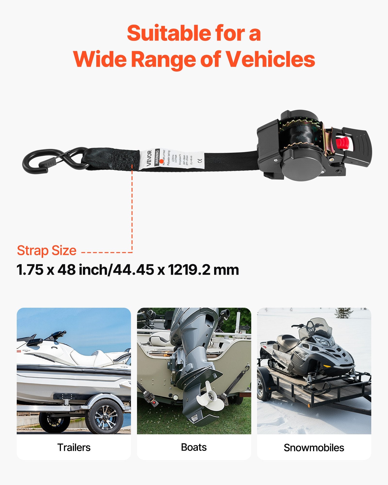 Ratų tvirtinimo diržų komplektas VEVOR XM0503, 748 kg trūkimo jėga