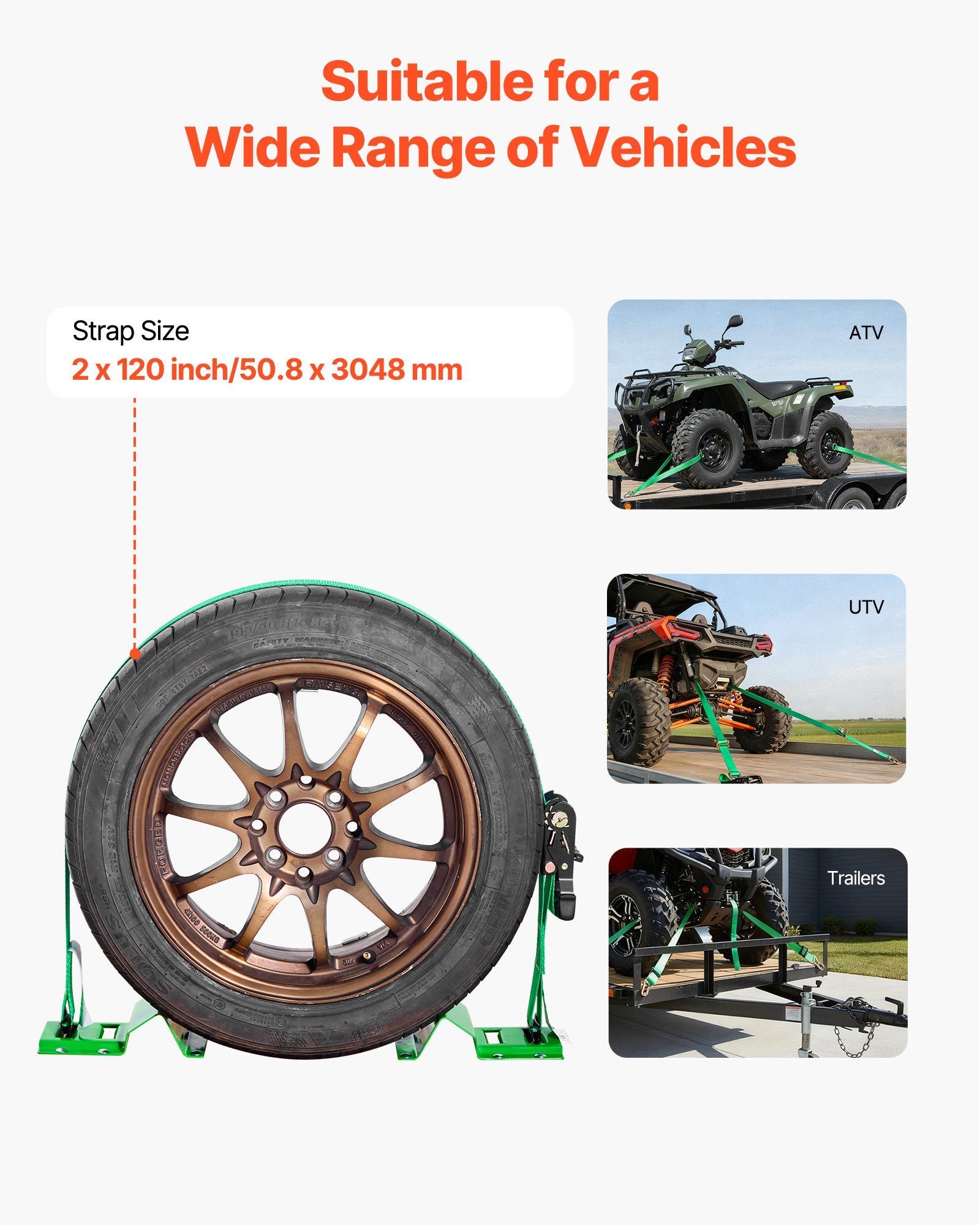 Ratų tvirtinimo diržų rinkinys VEVOR XM0512, 662 kg darbinė apkrova