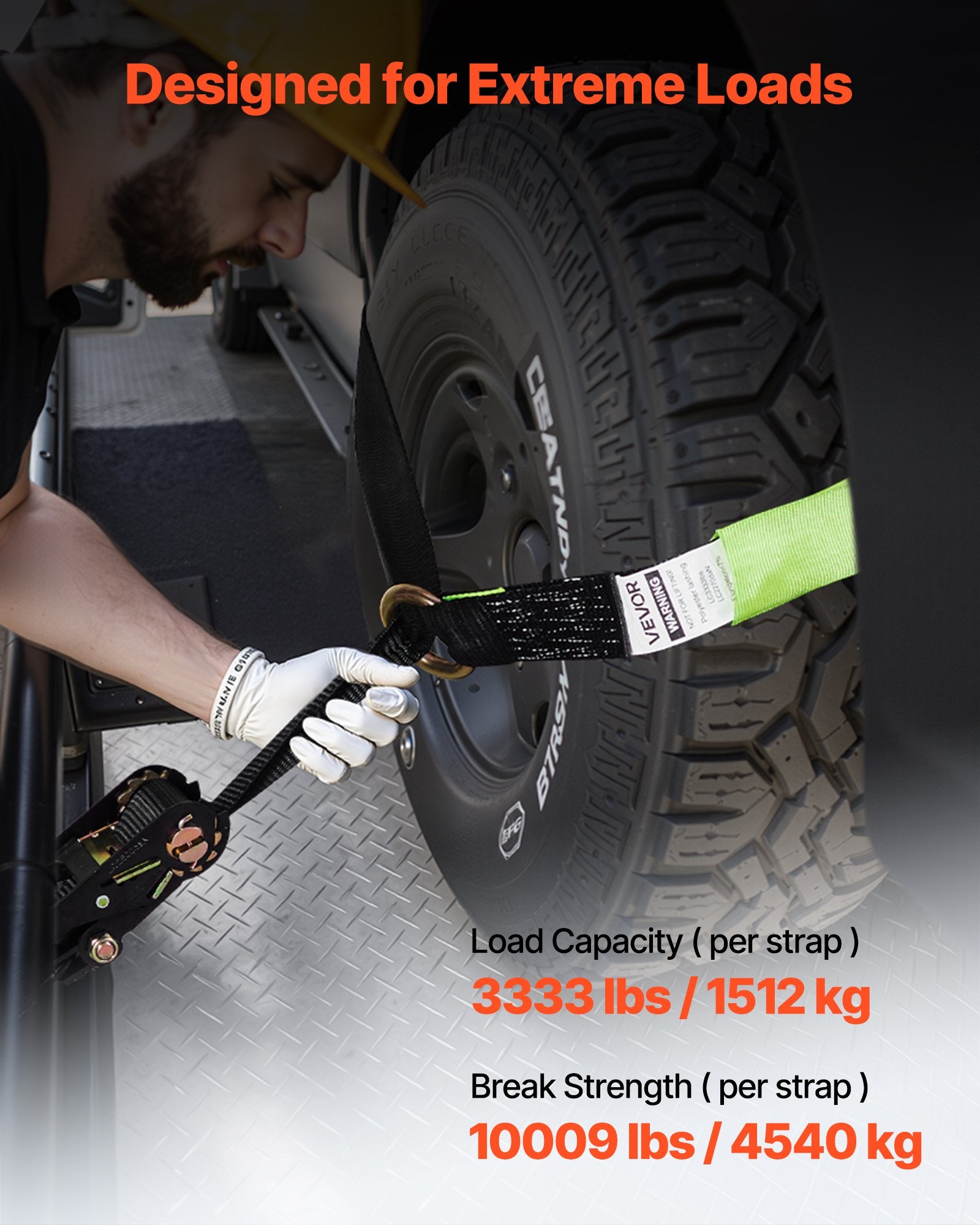 Ratų tvirtinimo diržų komplektas VEVOR XM0505, 4540 kg trūkimo jėga