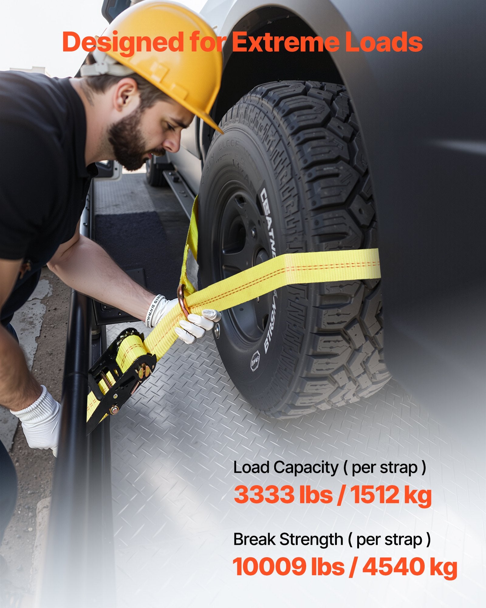 Ratų tvirtinimo diržų komplektas VEVOR XM0506, 1512 kg darbinė apkrova
