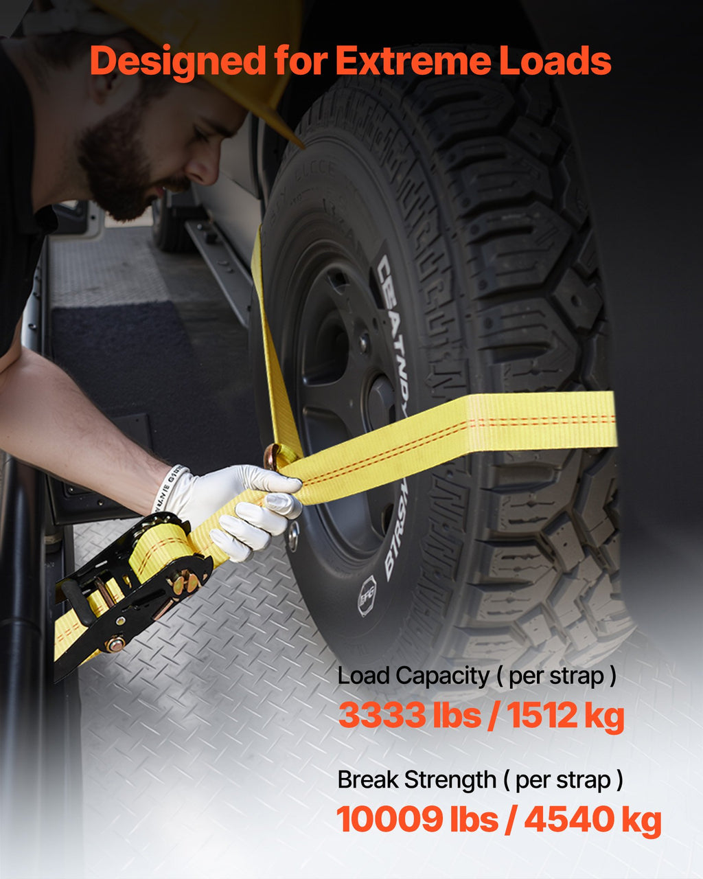 Ratų tvirtinimo diržų komplektas VEVOR XM0507, 4540 kg trūkimo jėga
