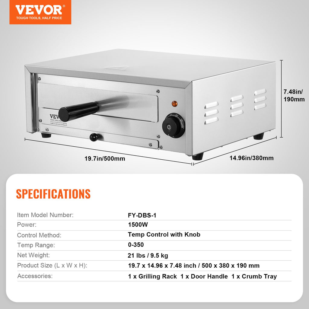 Elektrinė picų krosnelė VEVOR FY-DBS-1, 1500W