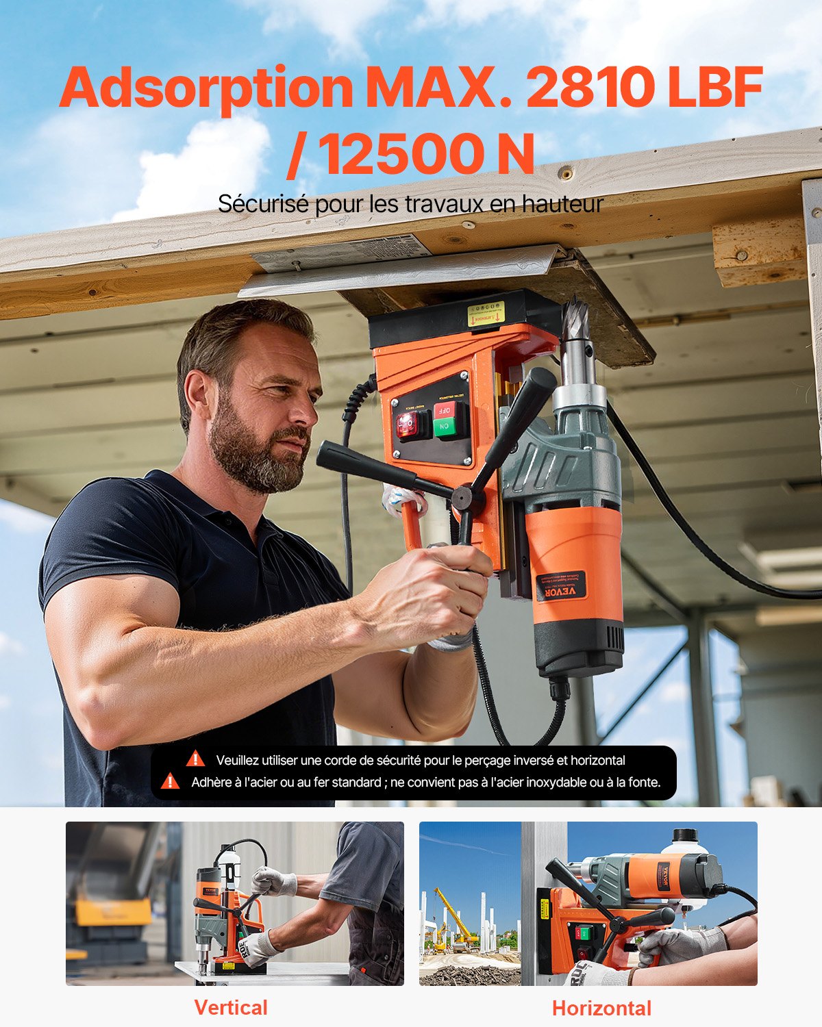 Magnetinės gręžimo staklės VEVOR, 1450 W, 40 mm gręžimo skersmuo