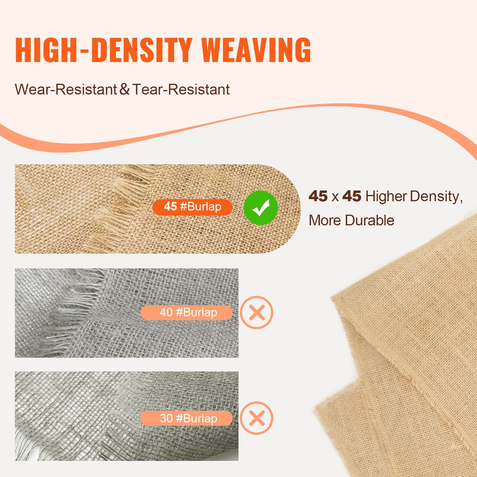 Jutinis audinys VEVOR 50x50x40inx30ft, 101,6 cm x 9,1 m
