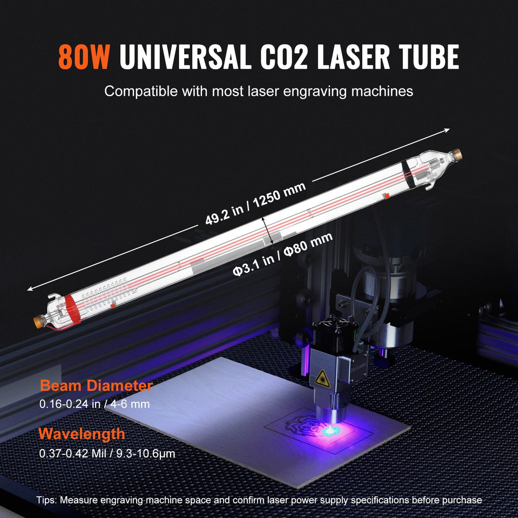 CO2 lazerio vamzdis VEVOR T90, 90W