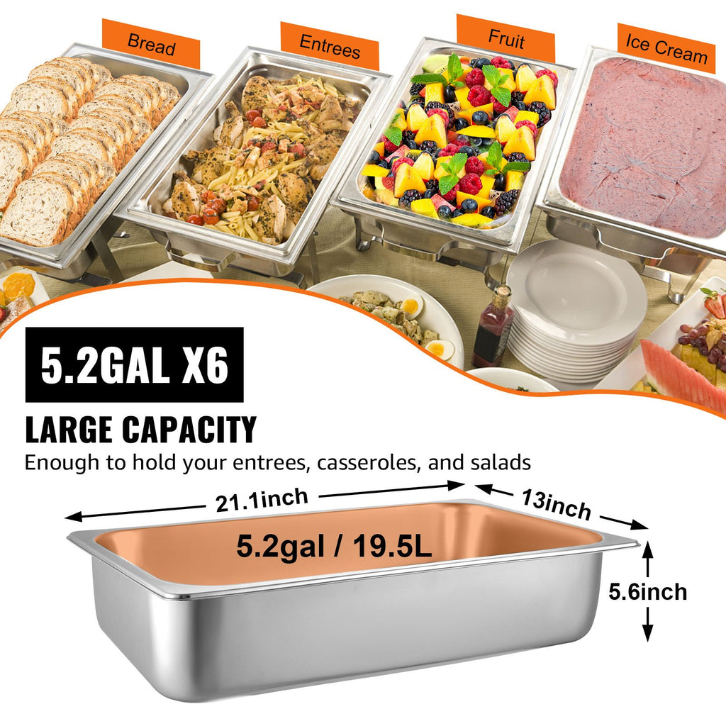 Gastronominiai indai VEVOR 6 vnt. rinkinys, 20,5 l talpa