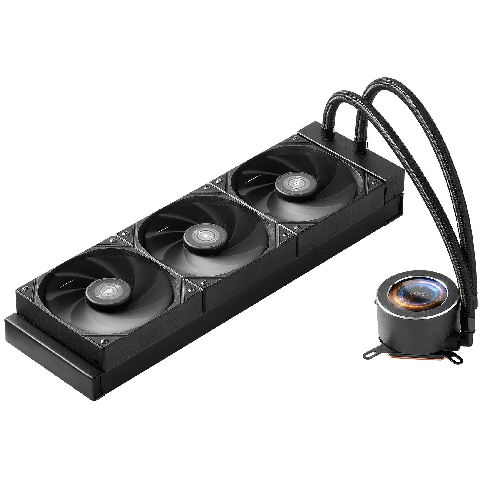 Procesoriaus skysčio aušinimo sistema VEVOR YC-01-SS-004, 3x120 mm ventiliatoriai ir LCD ekranas