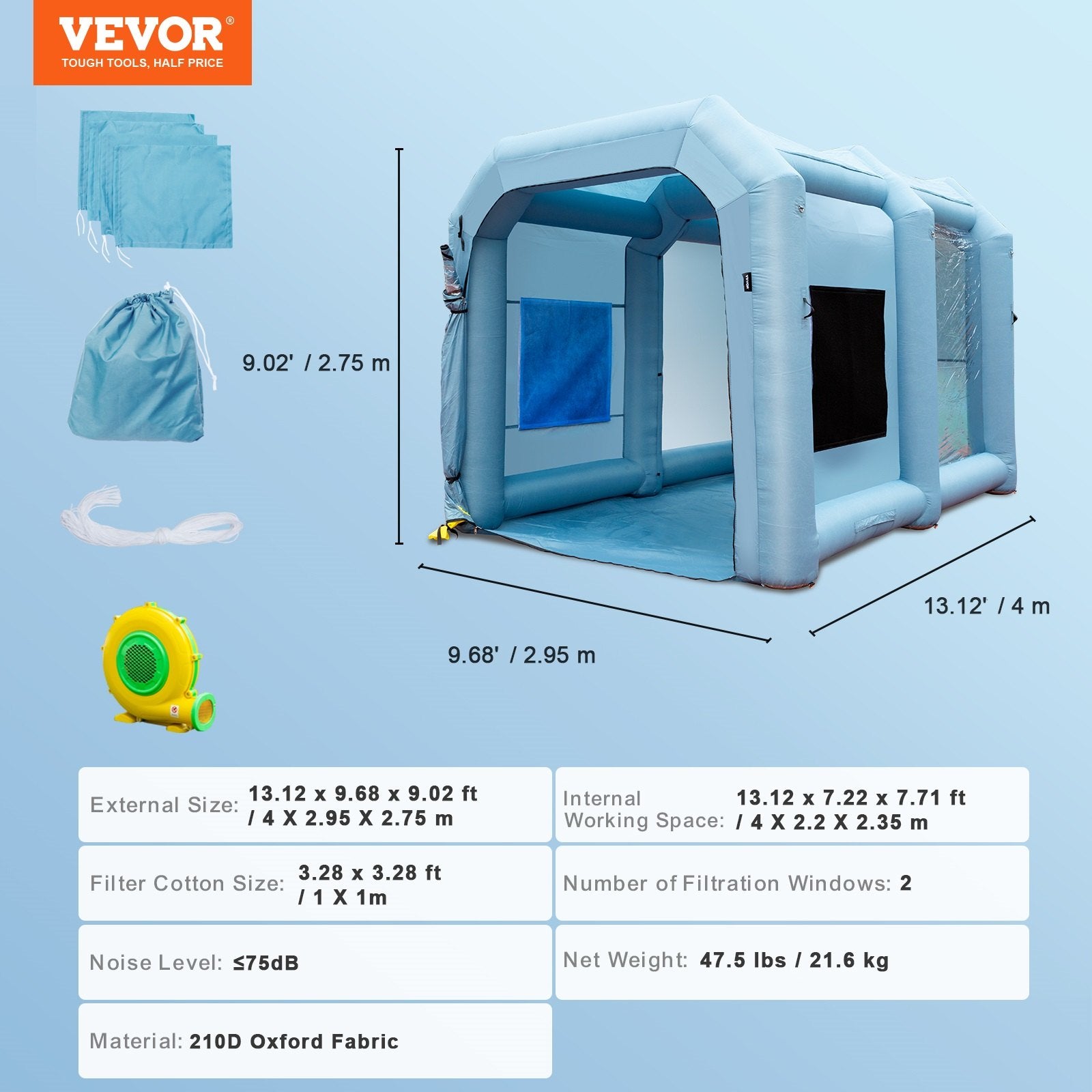 Pripučiama dažymo kamera VEVOR YJSSX04, 950W