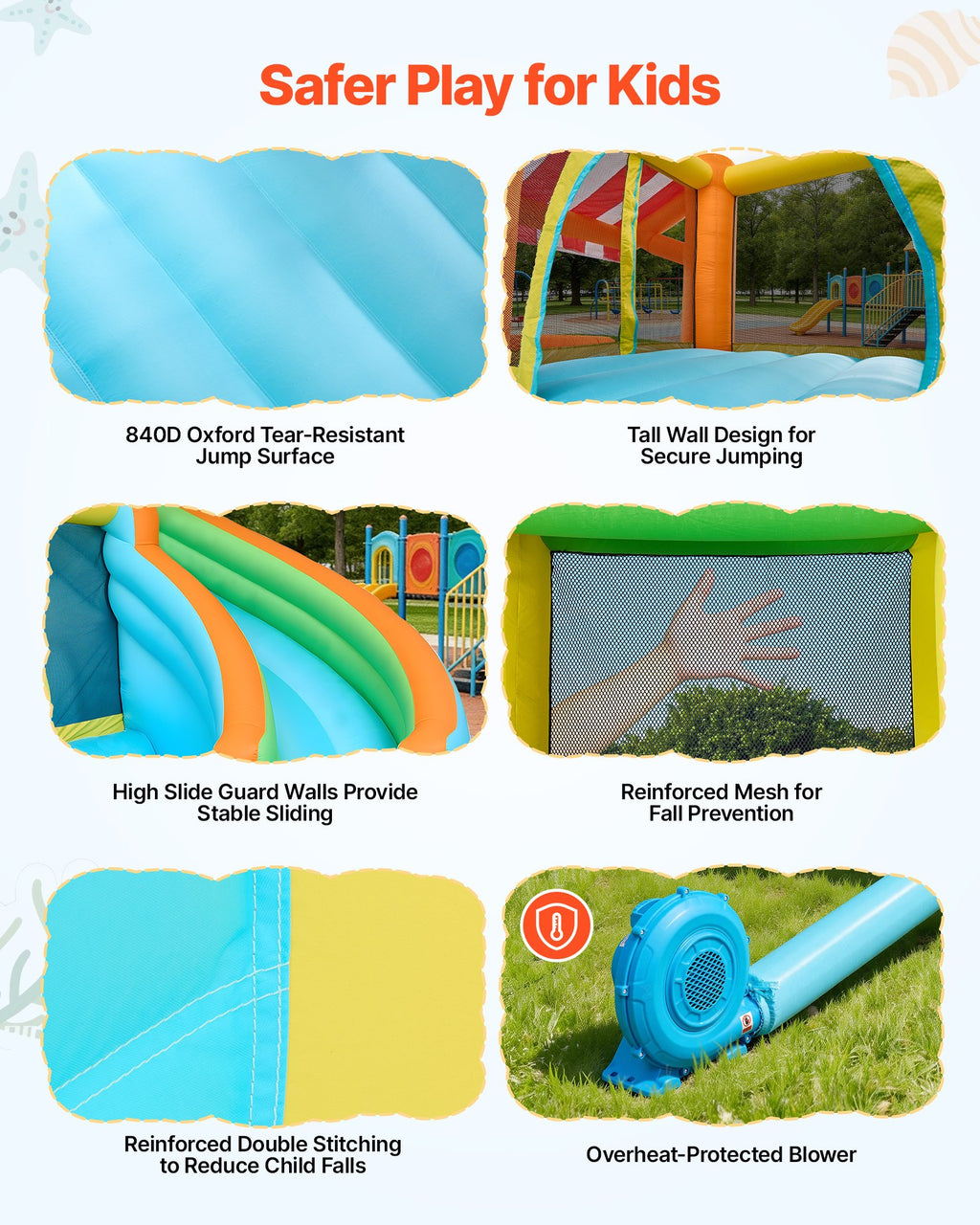 Pripučiamas batutas-vandens parkas VEVOR 82003, 4,55 x 3,9 m
