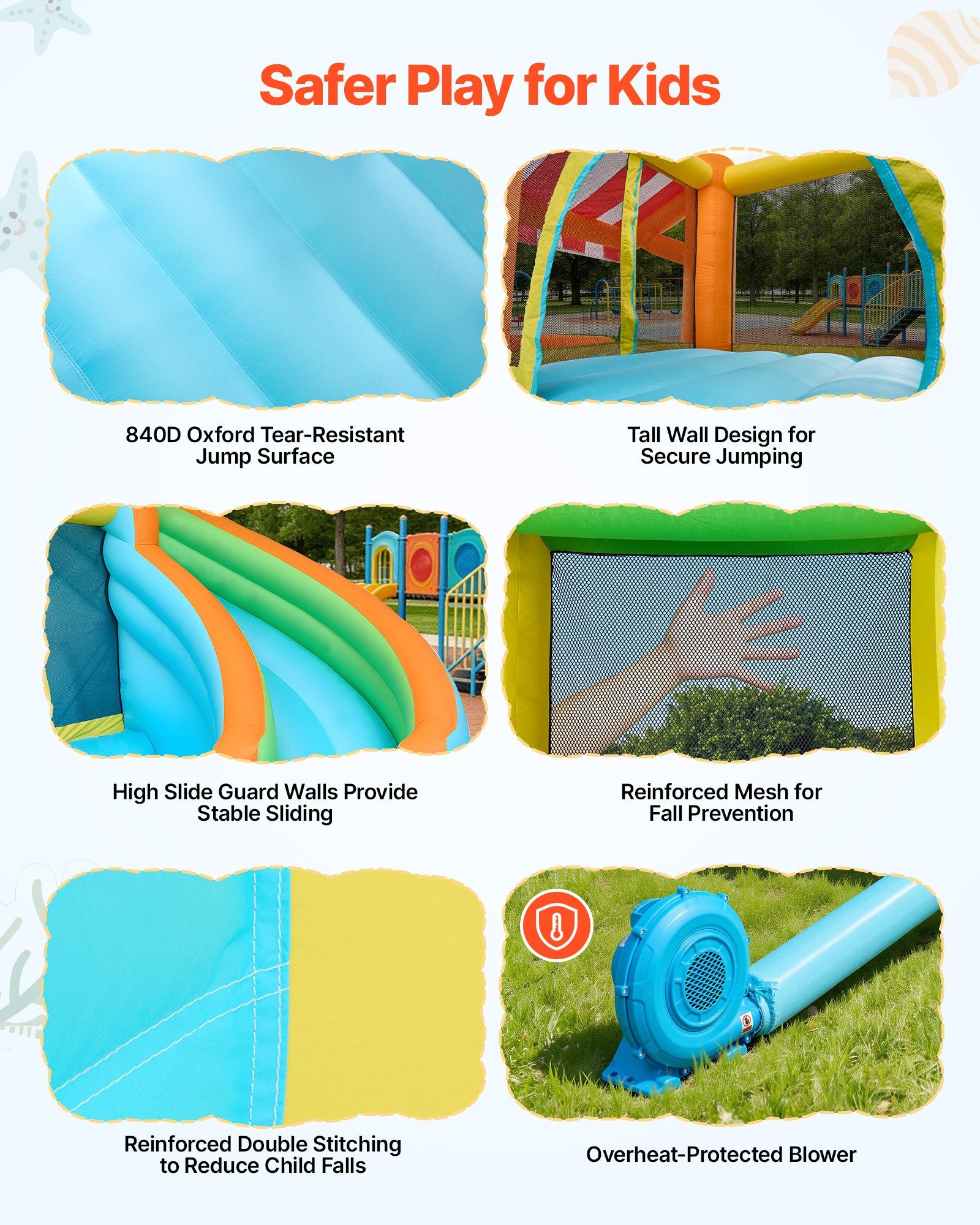 Pripučiamas batutas-vandens parkas VEVOR 82003, 4,55 x 3,9 m