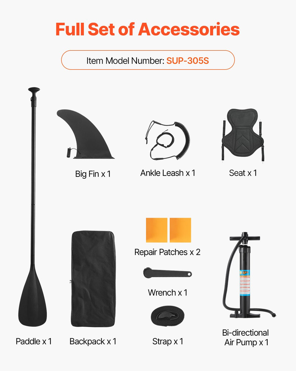 Pripučiama irklentė VEVOR SUP-305S, 305 cm ilgio su kėdute