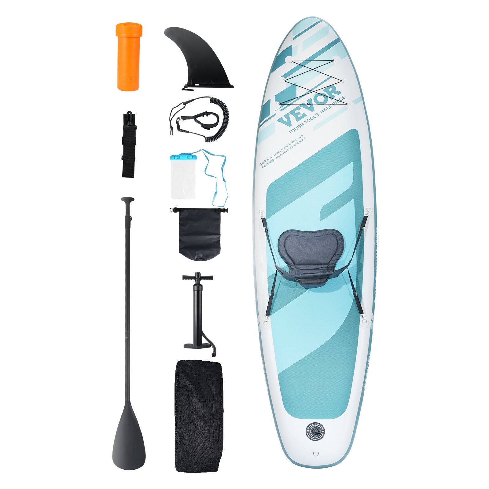 Pripučiama irklentė VEVOR SUP-320S, su kėdute ir priedais
