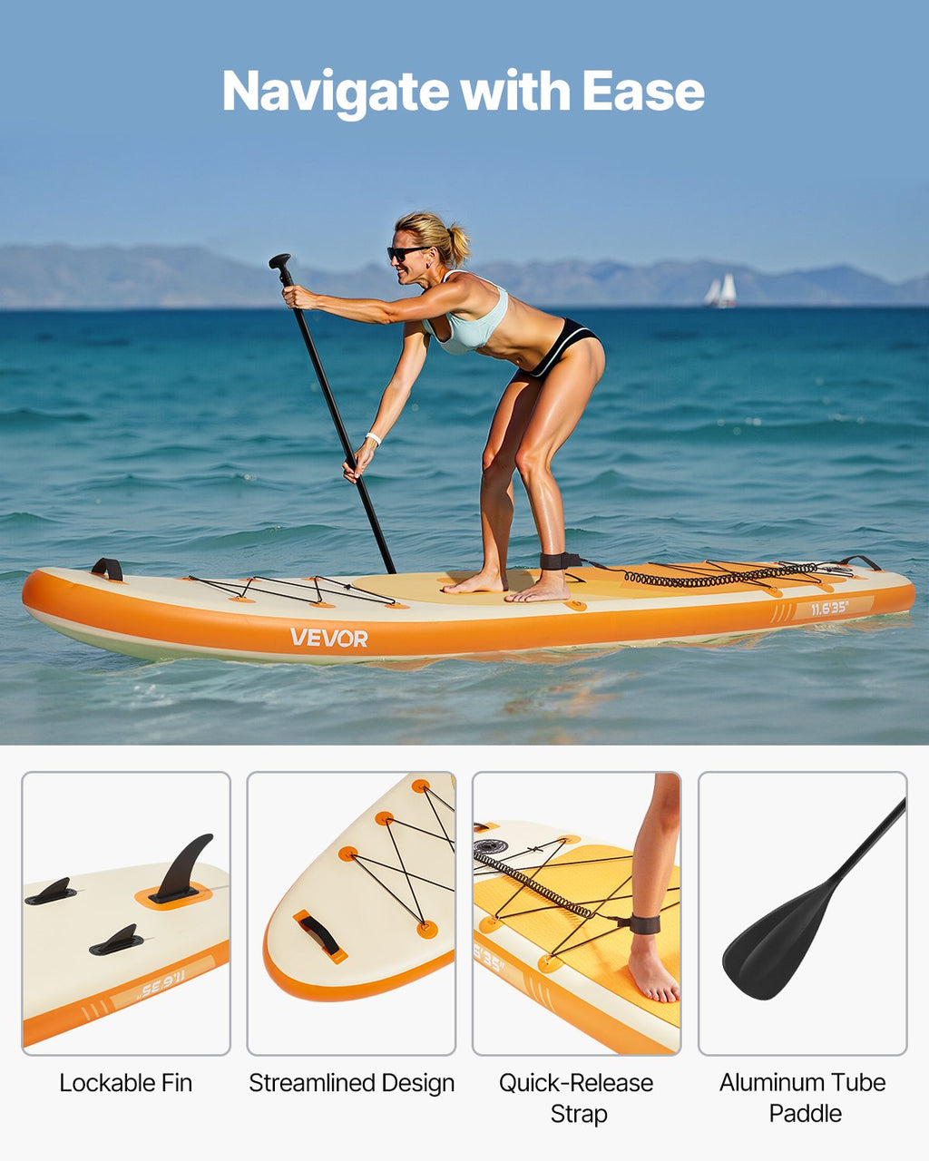 Pripučiama irklentė (SUP) VEVOR SUP-350, 353 cm ilgio