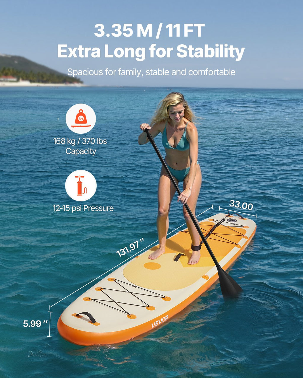 Pripučiama irklentė (SUP) VEVOR SUP-335, 335 cm ilgio
