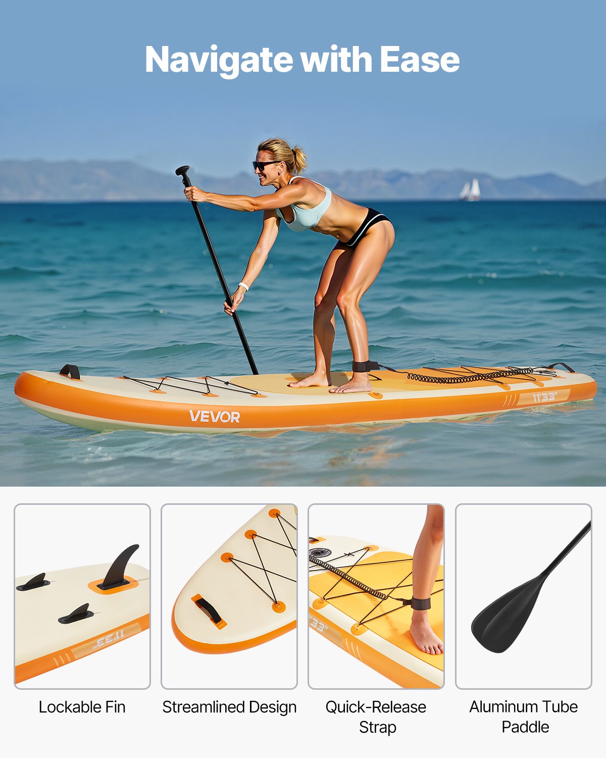 Pripučiama irklentė (SUP) VEVOR SUP-335, 335 cm ilgio