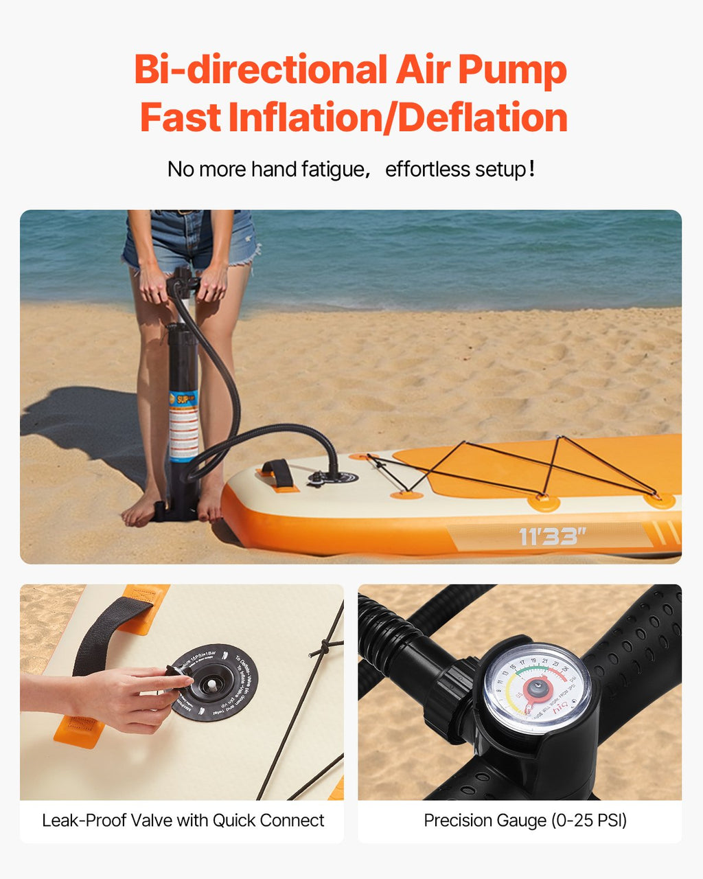Pripučiama irklentė (SUP) VEVOR SUP-335, 335 cm ilgio