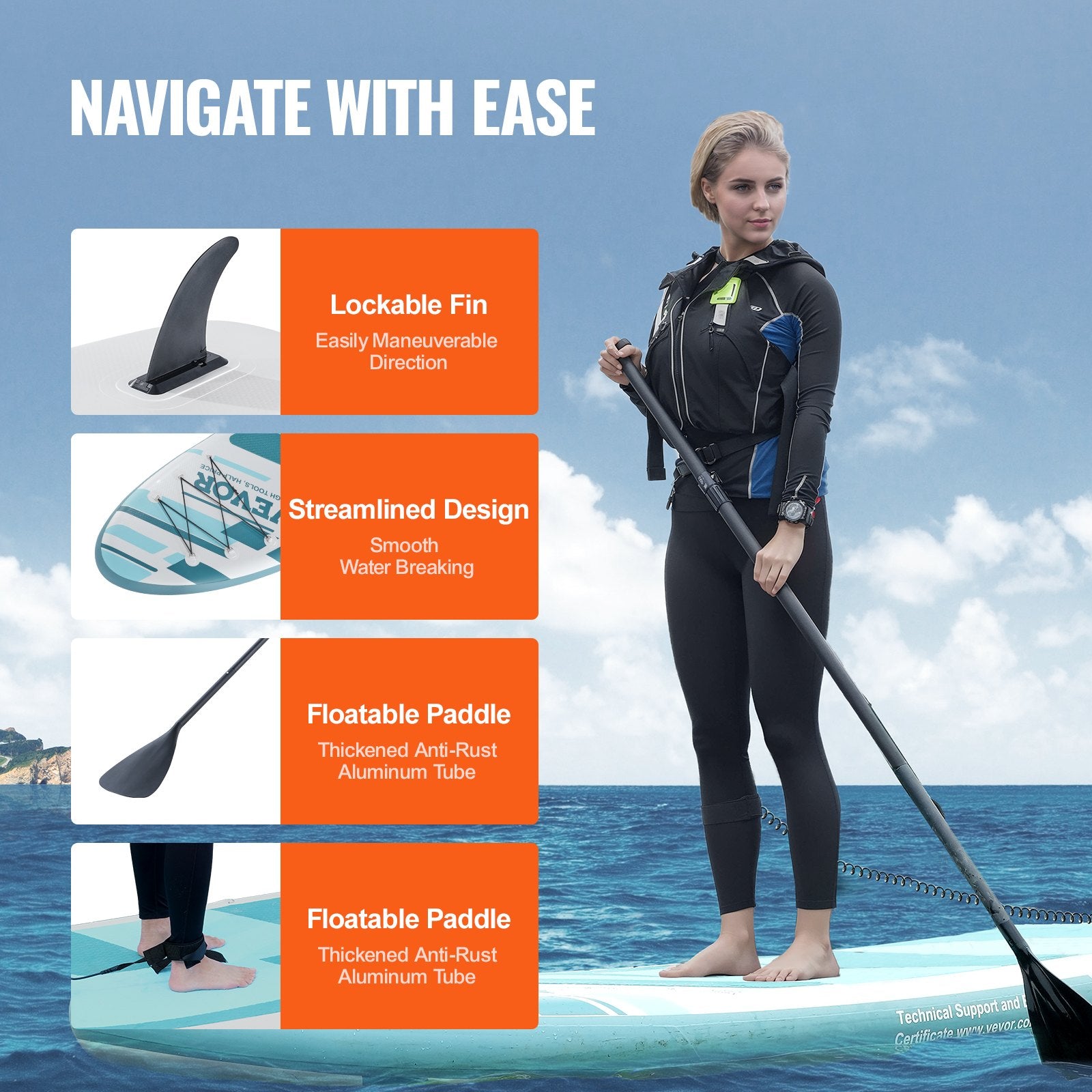 Pripučiama irklentė VEVOR SUP-320, 323 cm