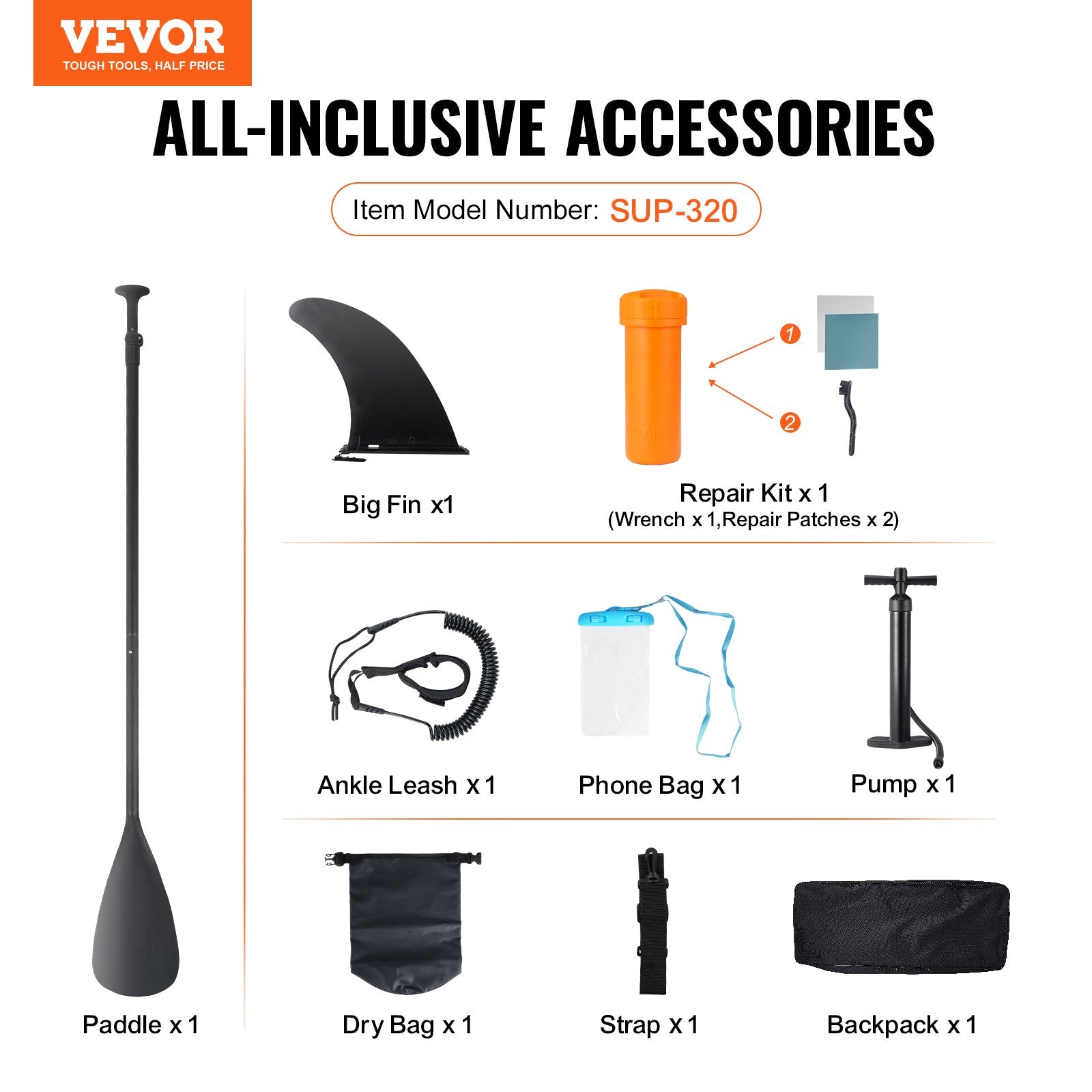 Pripučiama irklentė VEVOR SUP-320, 323 cm