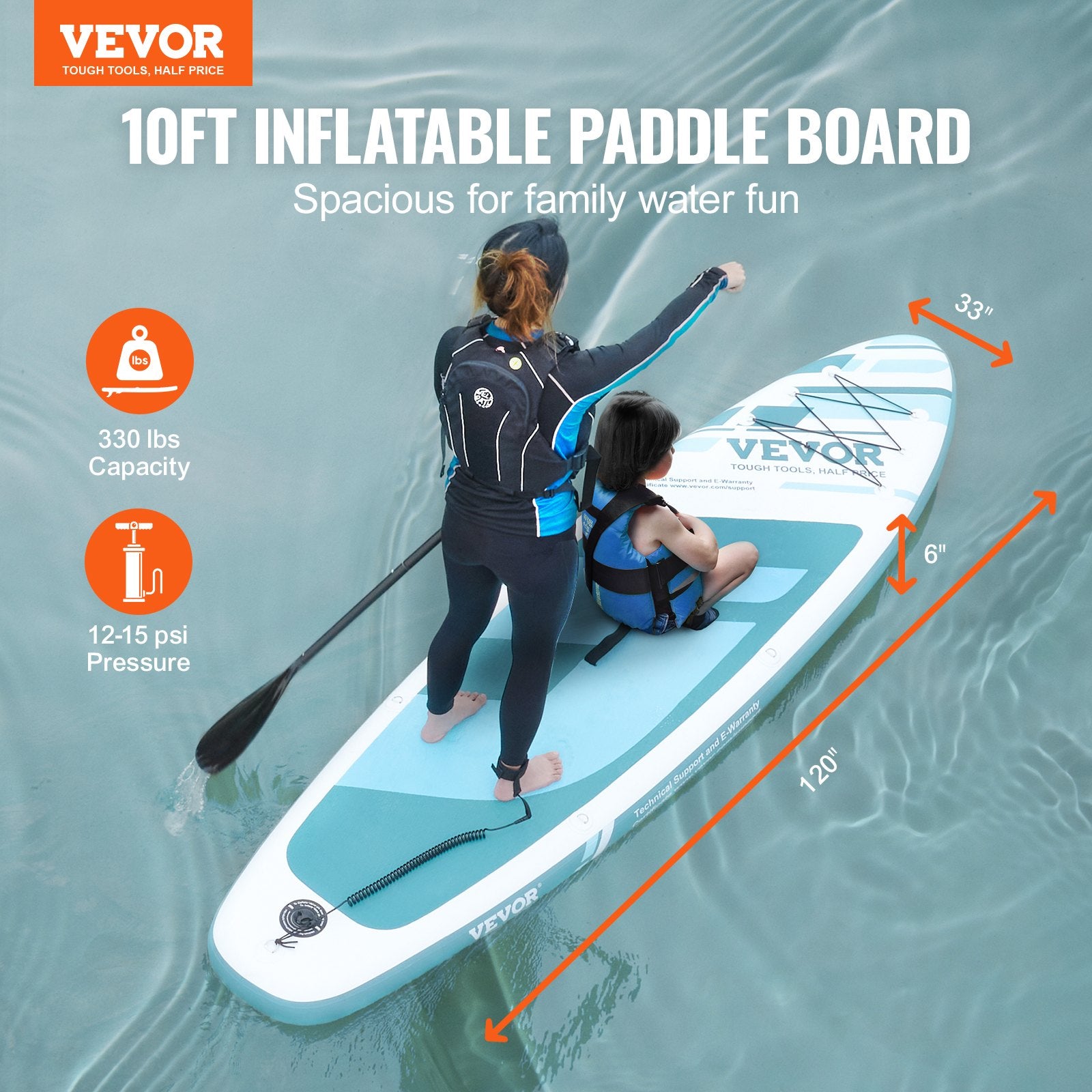 Pripučiama irklentė (SUP) VEVOR SUP-305, 305 cm ilgio