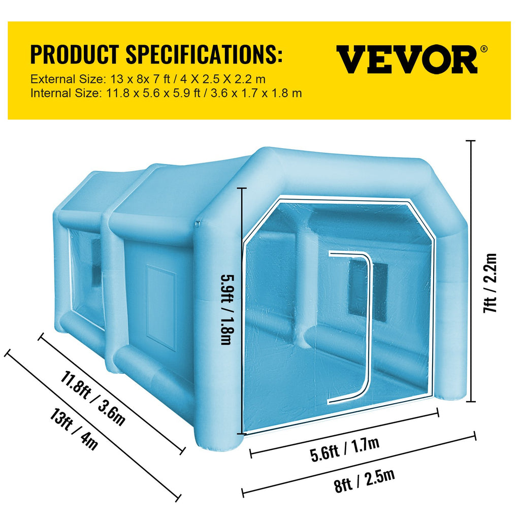 Pripučiama dažymo kamera VEVOR PQZP-3365, 4 x 2,5 x 2,2 m