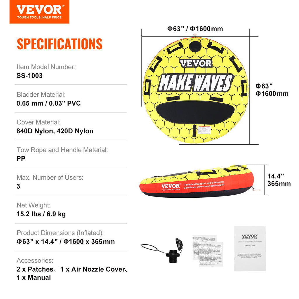 Pripučiamas vandens ratas VEVOR SS-1003, 1-3 asmenims