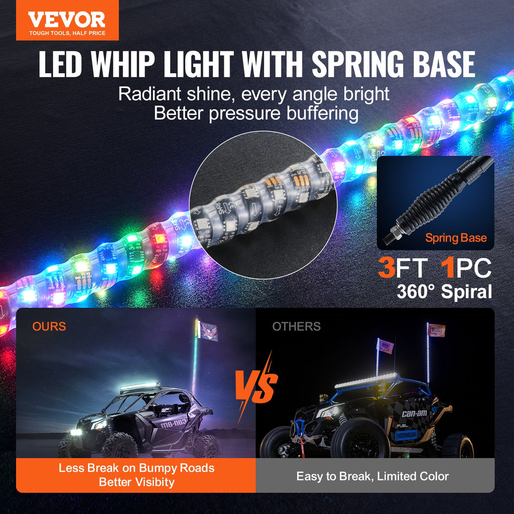 LED antenos žibintas VEVOR WM-3190RGB-XC-CR-TH-1, 91 cm ilgio su RGB apšvietimu