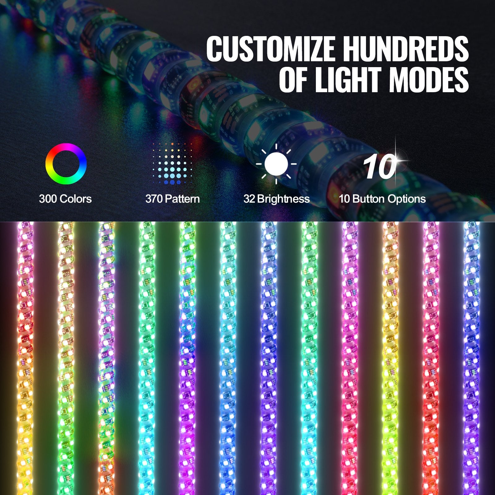 LED antenos-šviesos VEVOR WM-31120RGB-XC-CR-TH-2, 1,2 m