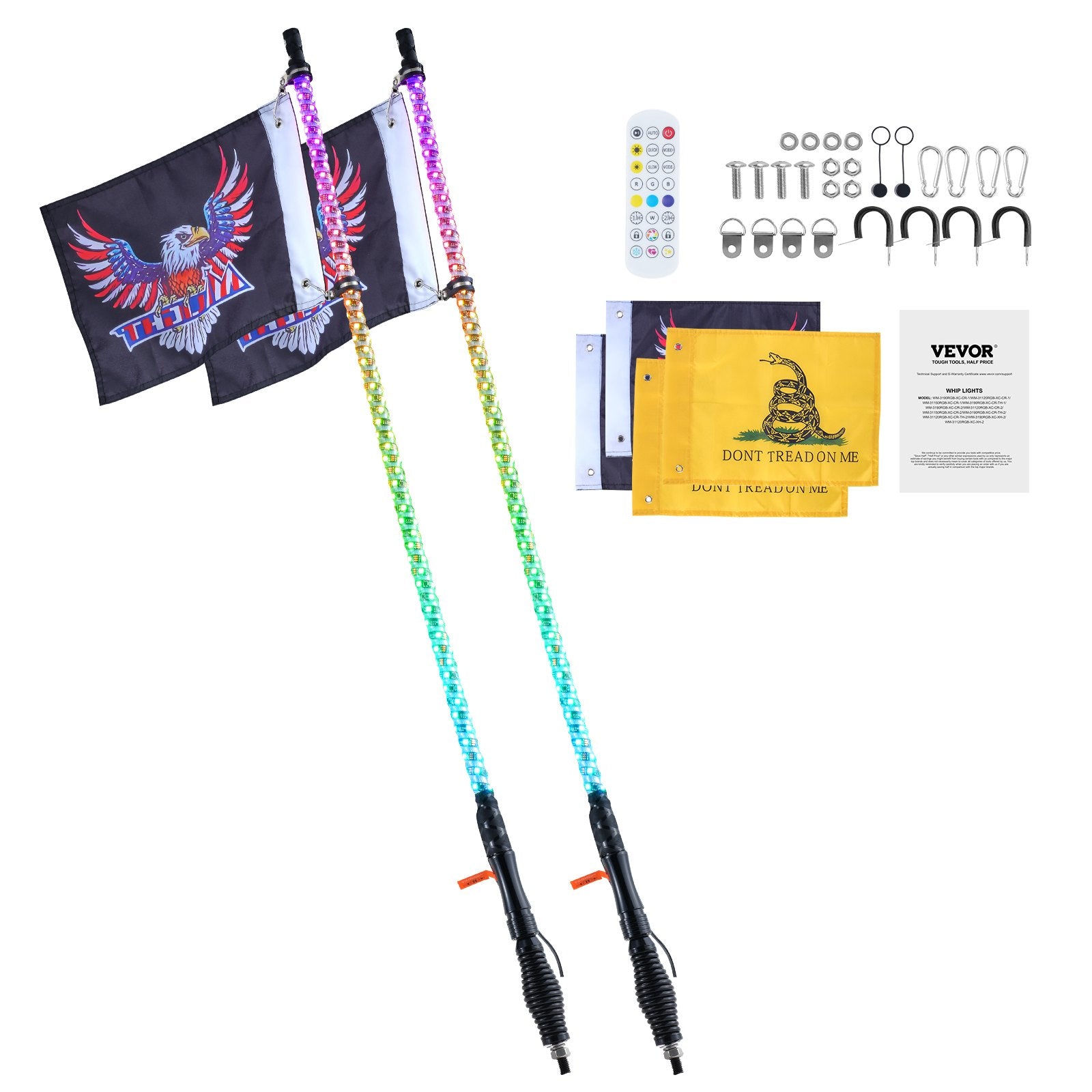 LED antenos-šviesos VEVOR WM-31120RGB-XC-CR-TH-2, 1,2 m