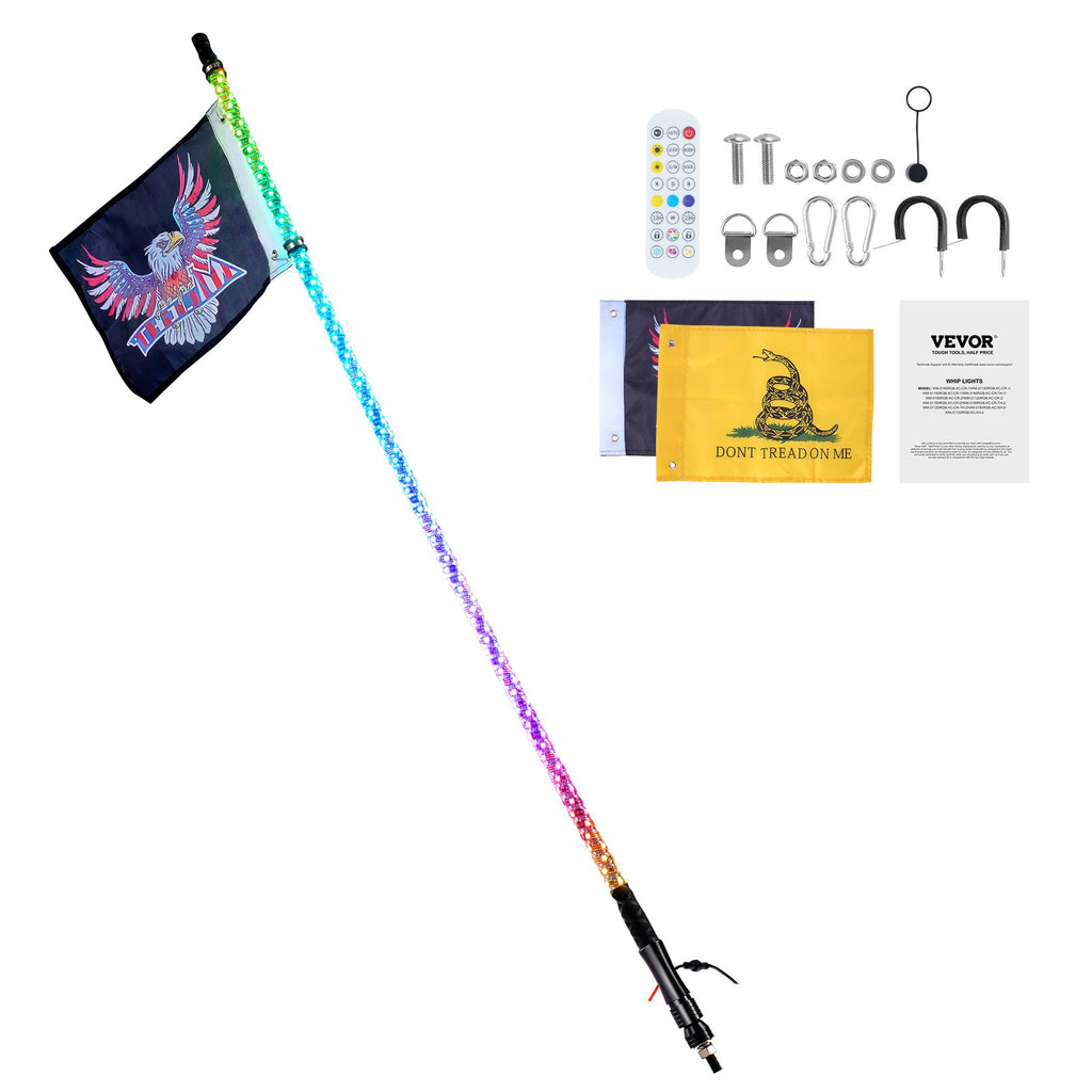 LED žibintas-antena VEVOR WM-31120RGB-XC-CR-1, 122 cm