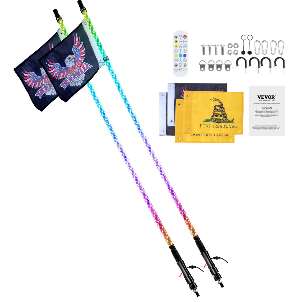 LED antenos-žibintai VEVOR WM-31120RGB-XC-CR-2, 122 cm