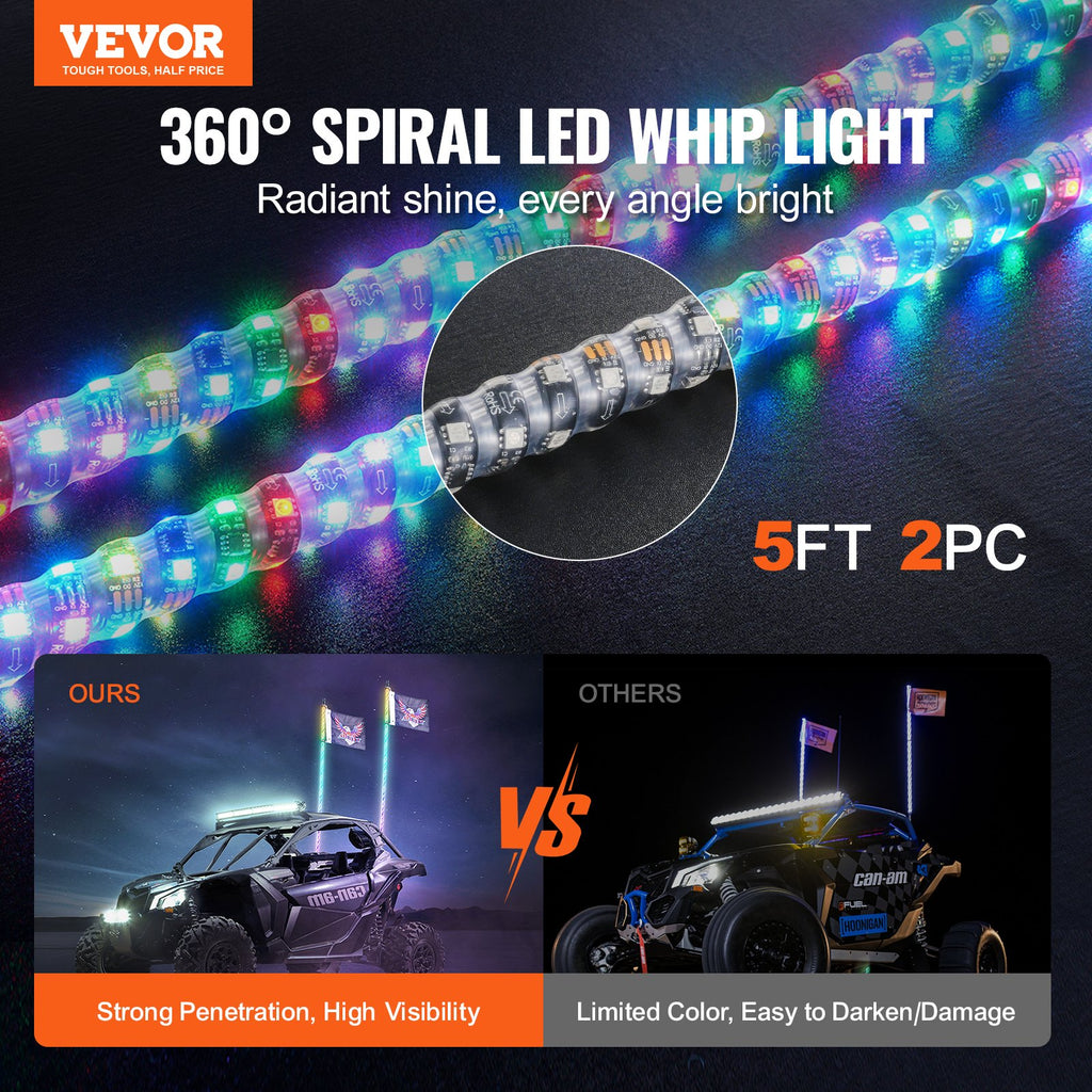 LED antenos VEVOR WM-31150RGB-XC-CR-2, 150 cm, 2 vnt.
