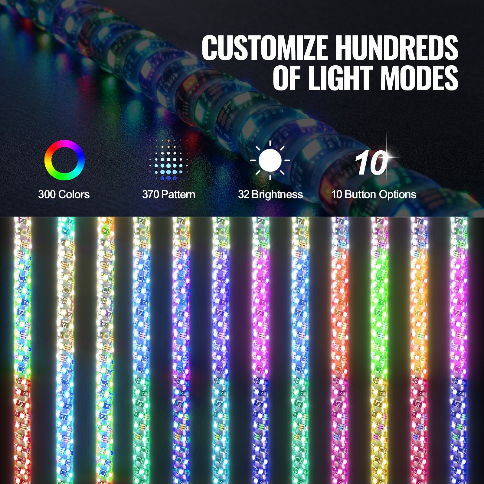 LED antenos VEVOR WM-31150RGB-XC-CR-2, 150 cm, 2 vnt.
