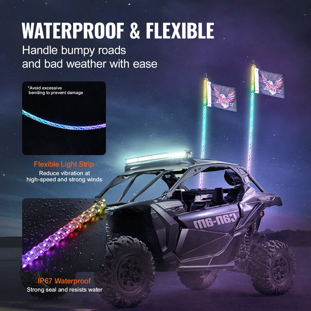 LED antenos VEVOR WM-31150RGB-XC-CR-2, 150 cm, 2 vnt.