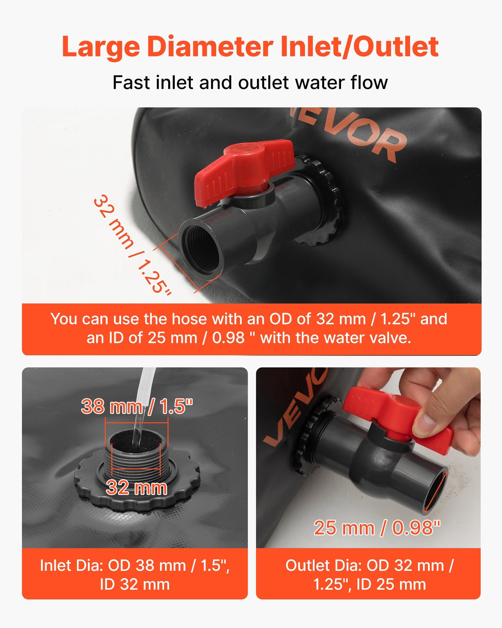 Vandens talpa (minkšta) VEVOR WT-91000, 1000 l