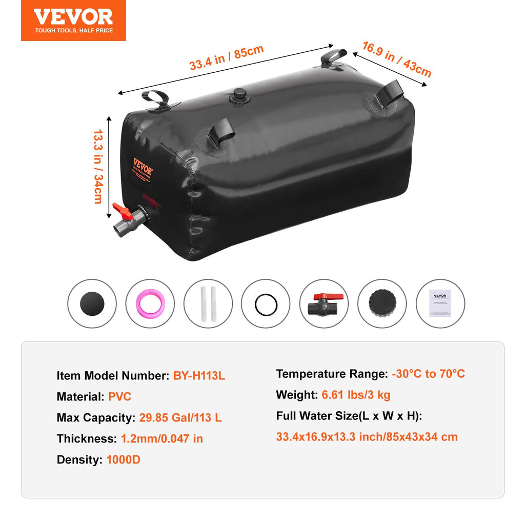 Nešiojama vandens talpa VEVOR BY-H113L, 113 l