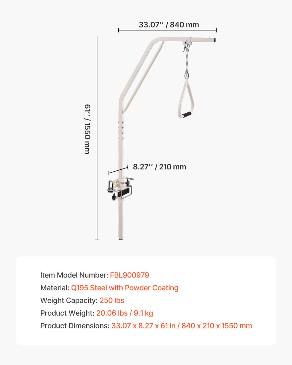 Lovos trapecija VEVOR FBL900979, 113 kg keliamoji galia