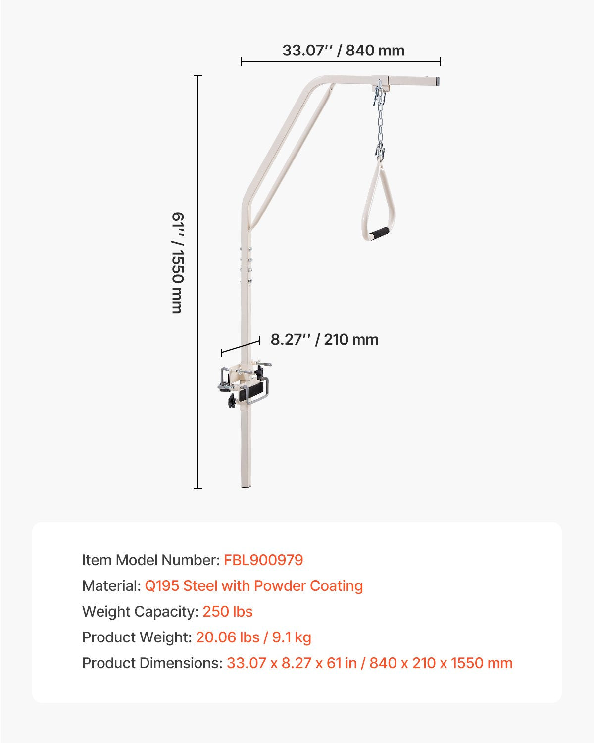 Lovos trapecija VEVOR FBL900979, 113 kg keliamoji galia