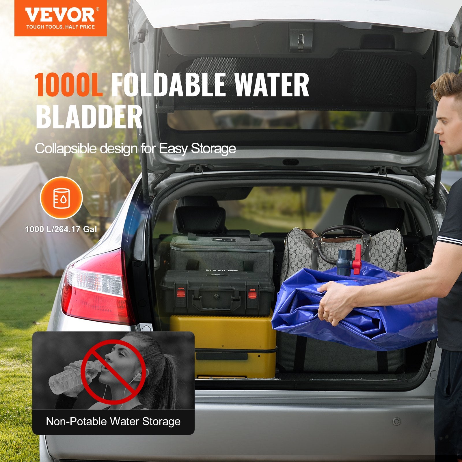 Nešiojama vandens talpa VEVOR BY-L1000L, 1000 l