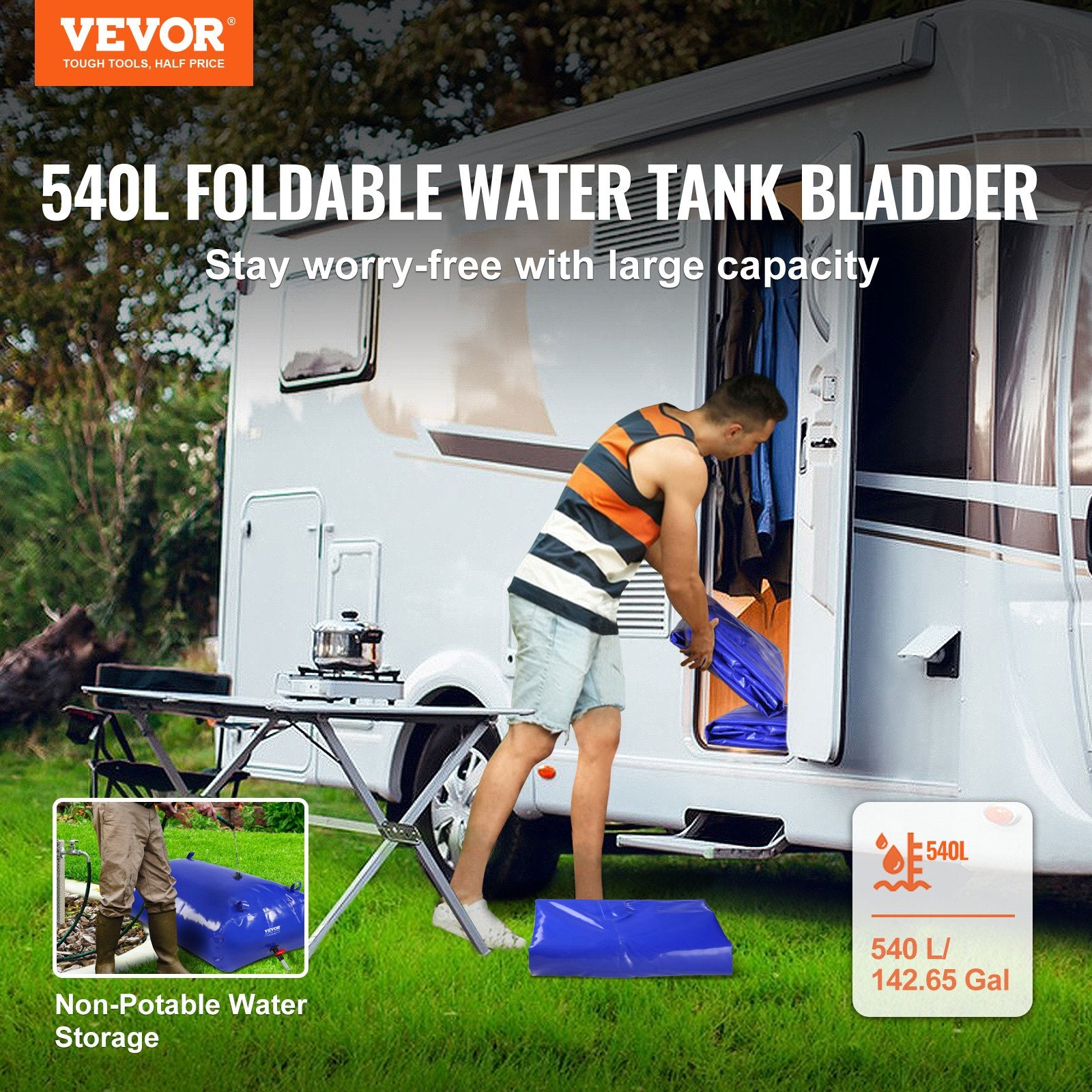 Nešiojama vandens talpa VEVOR BY-L540L, 540 l