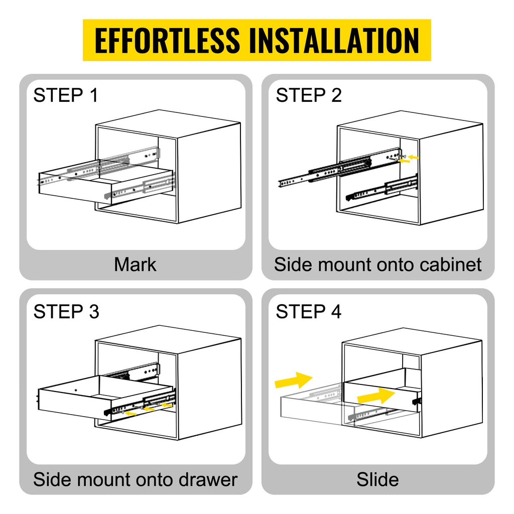 Sunkiasvoriai stalčių bėgeliai VEVOR 50,8 cm, 226 kg keliamoji galia