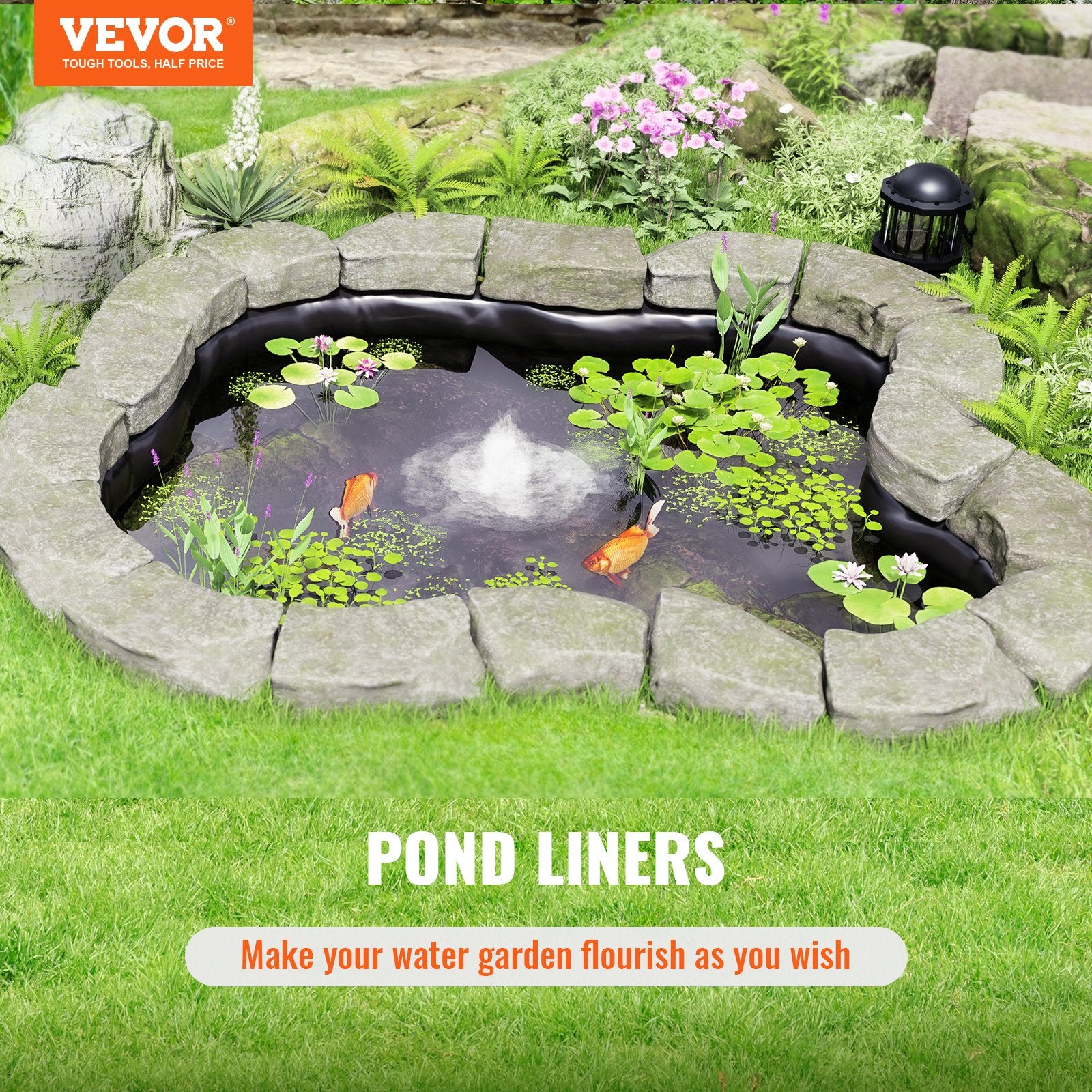 Tvenkinio plėvelė VEVOR EPDM 10*15ft, 1.5 mm storio