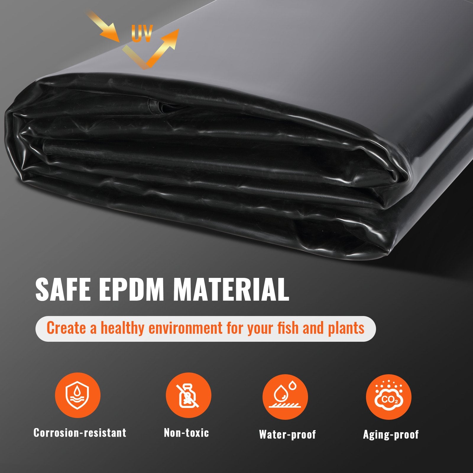 Tvenkinio plėvelė VEVOR EPDM 10*15ft, 1.5 mm storio