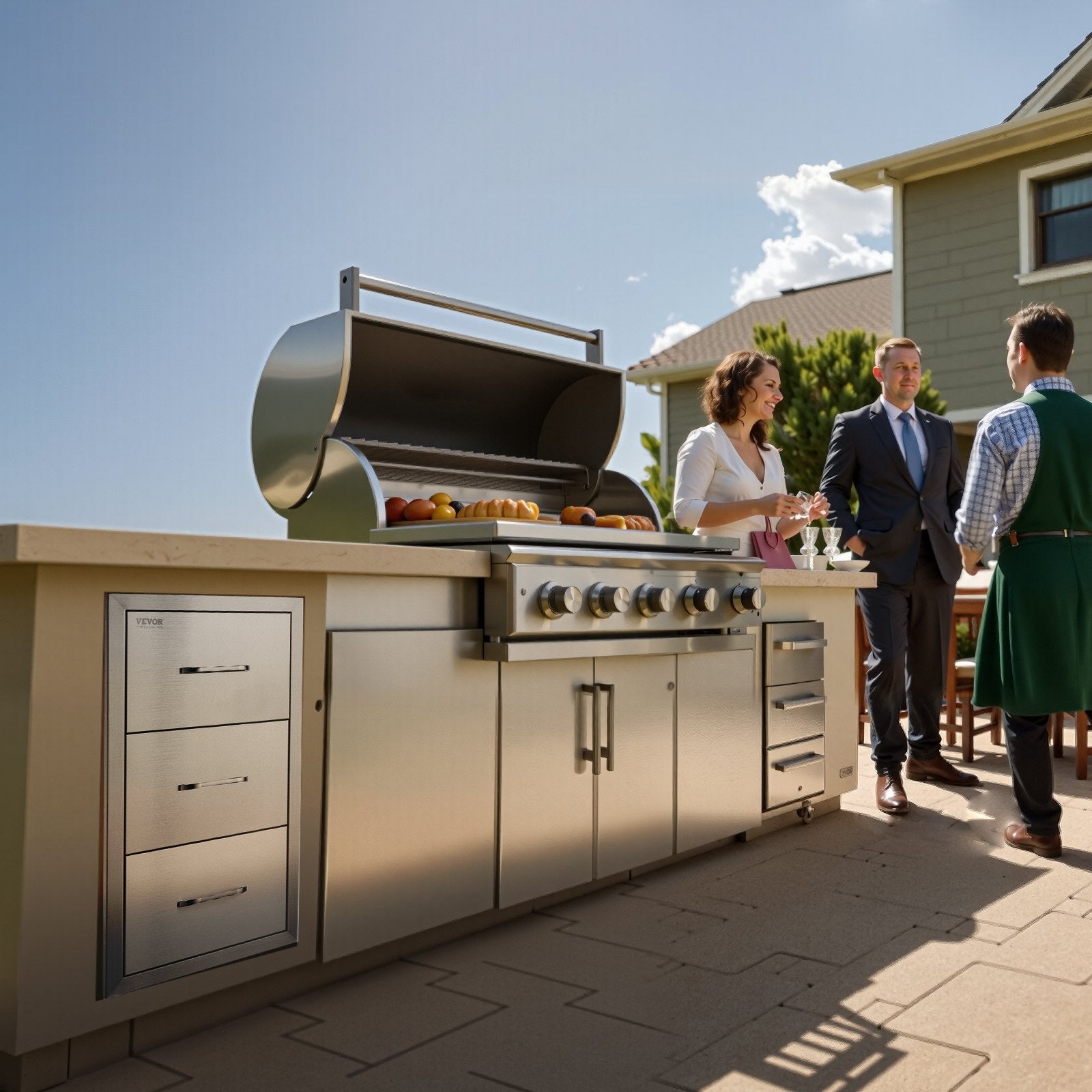 Lauko virtuvės stalčiai VEVOR KM-CTG-2302-SKU2, 3 stalčių