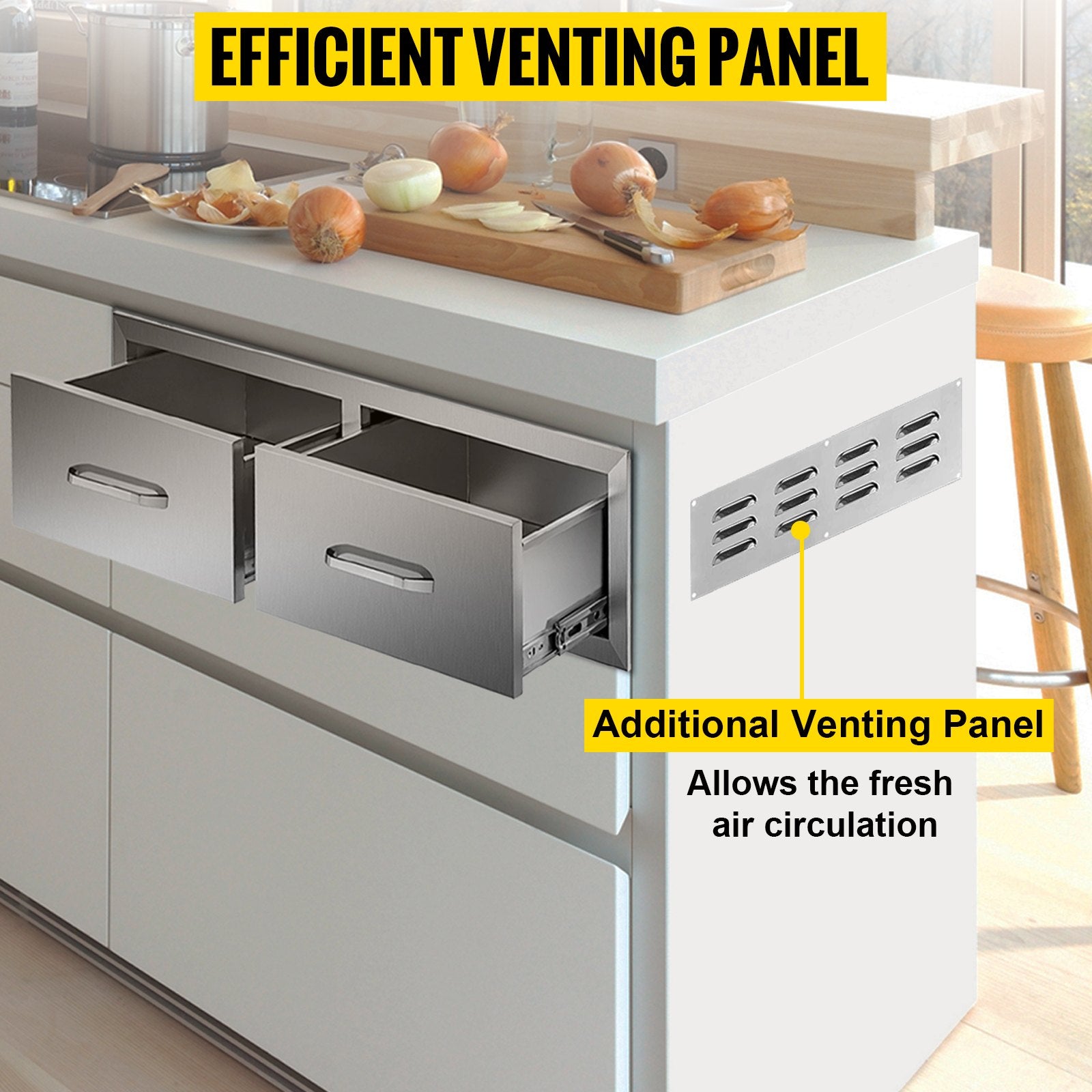 Lauko virtuvės stalčiai VEVOR KM-CTG-2302-SKU11, nerūdijančio plieno.